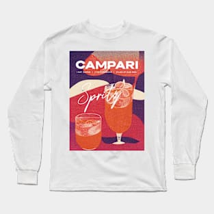 Campari Retro Poster Violet Night Bar Prints, Vintage Drinks, Recipe, Wall Art Long Sleeve T-Shirt